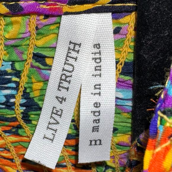 Live 4 Truth Multicolor Long Puff Sleeve Smocked Crop Top Size Medium - Picture 3 of 11